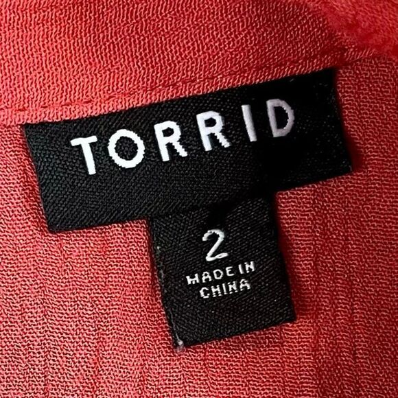 Torrid Washable Crinkle Gauze Relaxed Embroidered Blouse Baked Apple 2 2X 18-20 - Picture 9 of 11